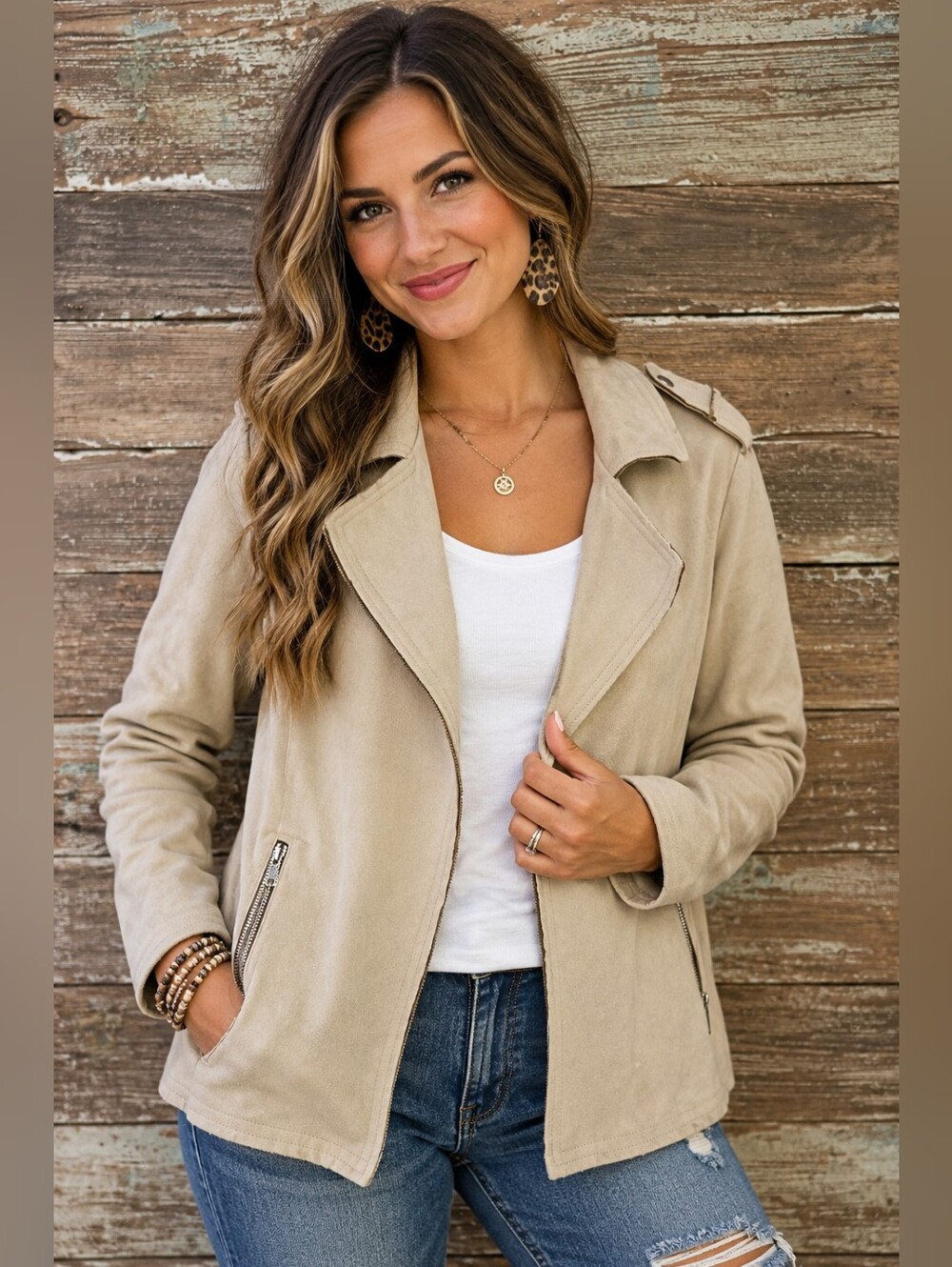 Philosophy Beige Faux Suede Moto Jacket Plus Size 3X NWT